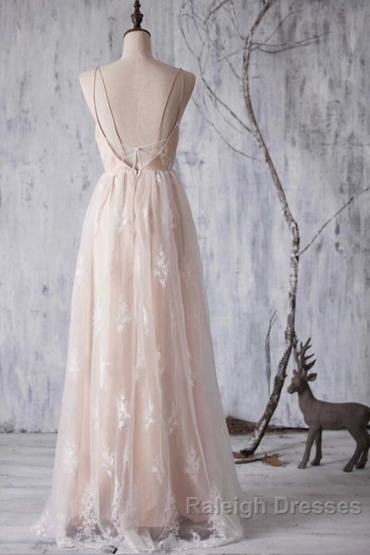 Spaghetti Strap Ruffle Lace A Line Wedding Dresses Secondary image