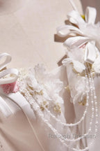 Spaghetti Strap Satin White Floral Short Prom Dress