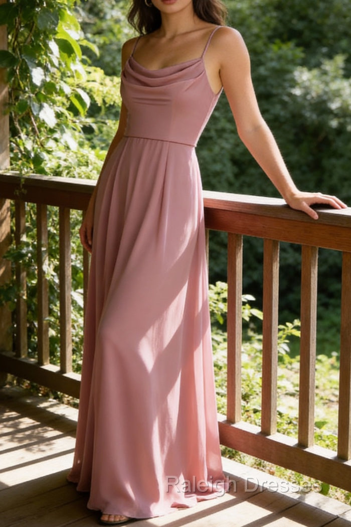 Spaghetti Straps A-Line Sleeveless Long Bridesmaid Dresses Main image