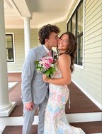 White Gorgeous Shiny Exquisite Beaded Spaghetti Strap Sequined Backless Long Chiffon Ball Gowns Prom Dresses Prom Gowns Holiday Prom Dresses