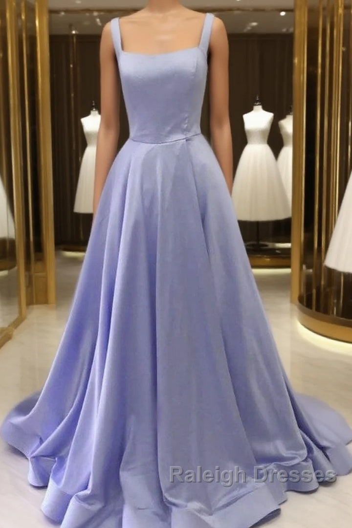 Spaghetti Straps Ball Gown Satin Prom Dresses Main image