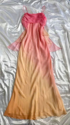 Blue/Orange Fashion Gradient Elegant Spaghetti Strap Long Chiffon Prom Dresses Prom Dresses Prom Dresses