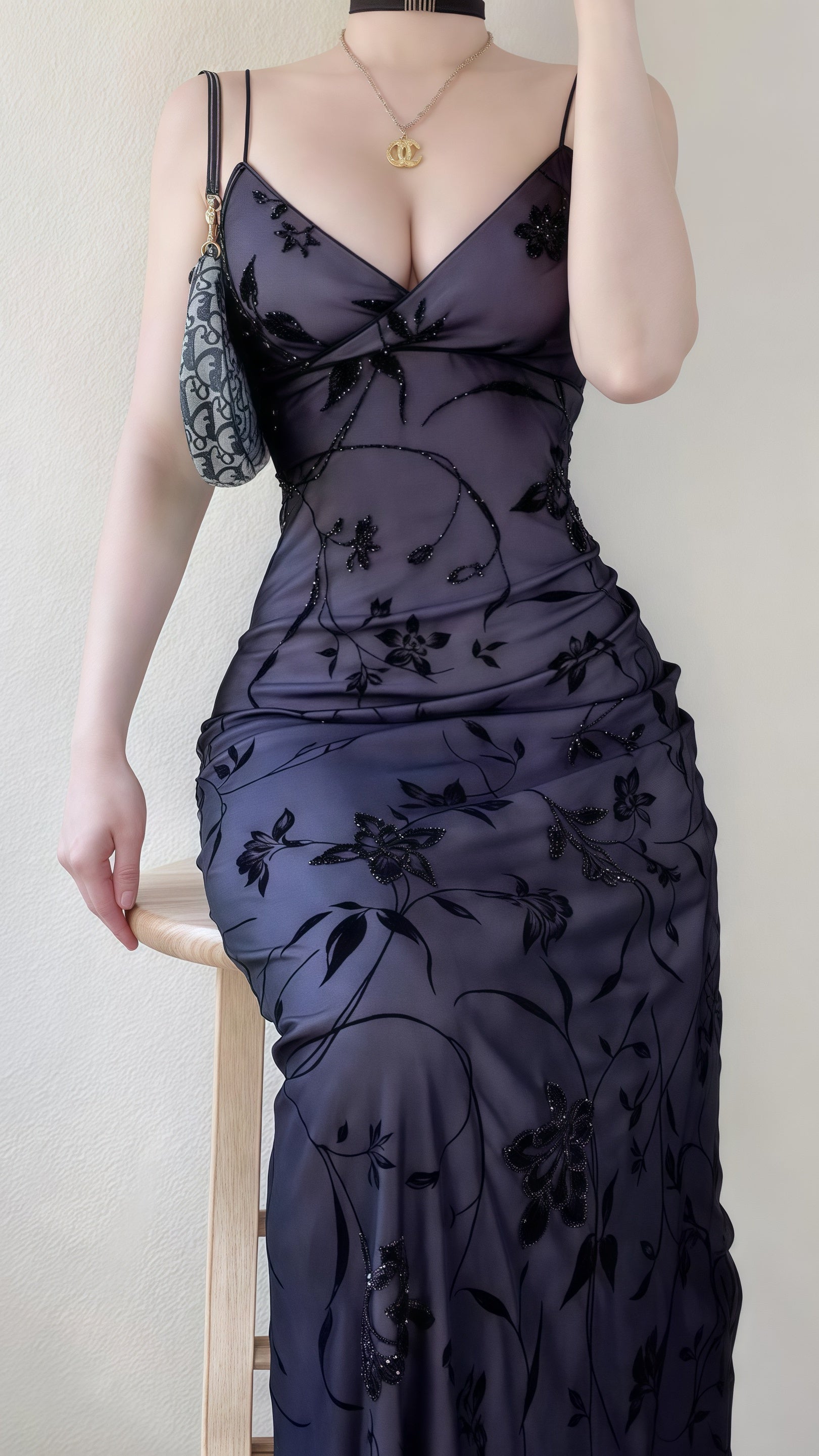 Spaghetti Straps Bodycon Lace Floral Prom Dress Main image