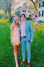 Spaghetti Straps Chiffon Lace Homecoming Dress Mini Prom Dresses