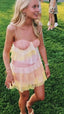 Spaghetti Straps Chiffon Lace Homecoming Dress Mini Prom Dresses
