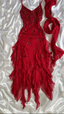 Spaghetti Straps Chiffon Ruffles Beading Red Prom Dresses Prom Dresses