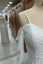 Spaghetti Straps Cold-Shoulder Floor Length Chiffon Bridesmaid Dress