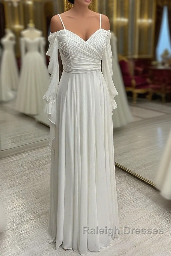 Spaghetti Straps Cold-Shoulder Floor Length Chiffon Bridesmaid Dresses Main image