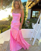 Spaghetti Straps Elegant Long Satin Prom Dress Evening Dress Party Dress Wedding Holiday Birthday Party Dress