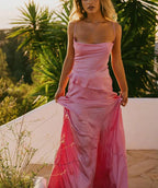 Spaghetti Straps Elegant Long Satin Prom Dress Evening Dress Party Dress Wedding Holiday Birthday Party Dress