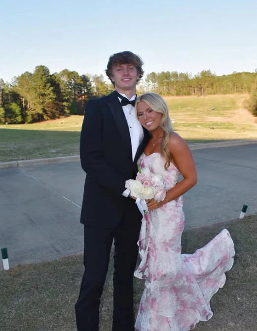 Elegant Off-Shoulder Printed Floral Mermaid Slim Fit Long Ruffled Ball Gown Evening Dress Formal Party Dress Secondary image