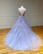 Spaghetti Straps Floral Lace Aline Prom Gowns Sleeveless Prom Prom Gown
