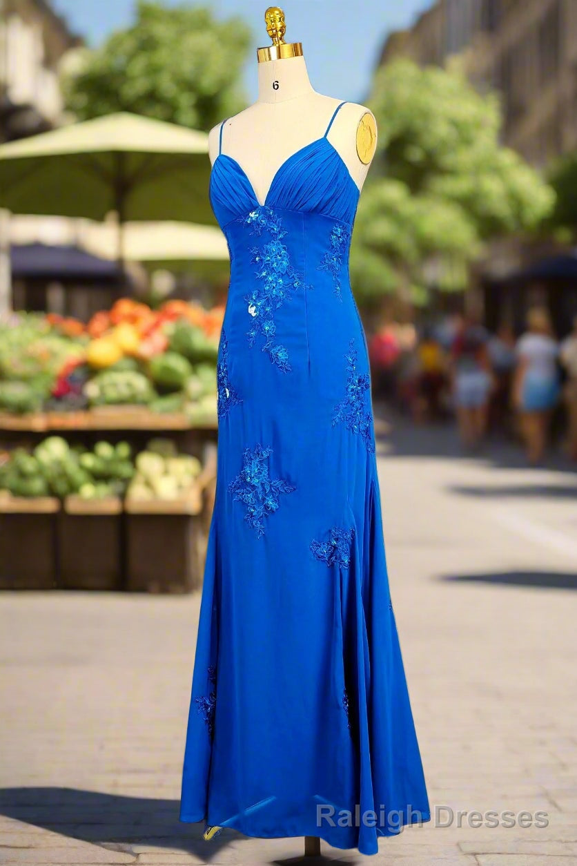 Spaghetti Straps Gorgeous A-line Ocean Blue Prom Dresses Long Evening Dresses 21th Birthday Outfits Secondary image