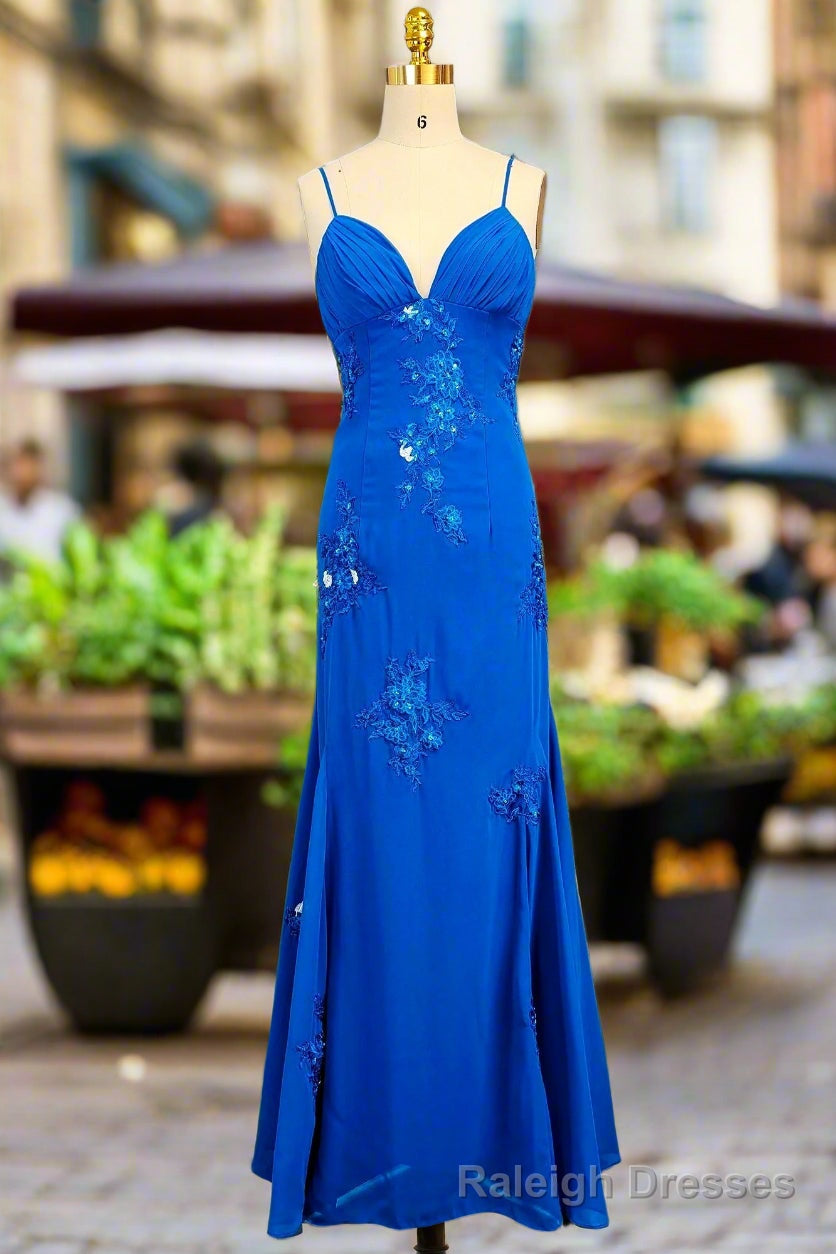 Spaghetti Straps Gorgeous A-line Ocean Blue Prom Dresses Long Evening Dresses 21th Birthday Outfits Main image