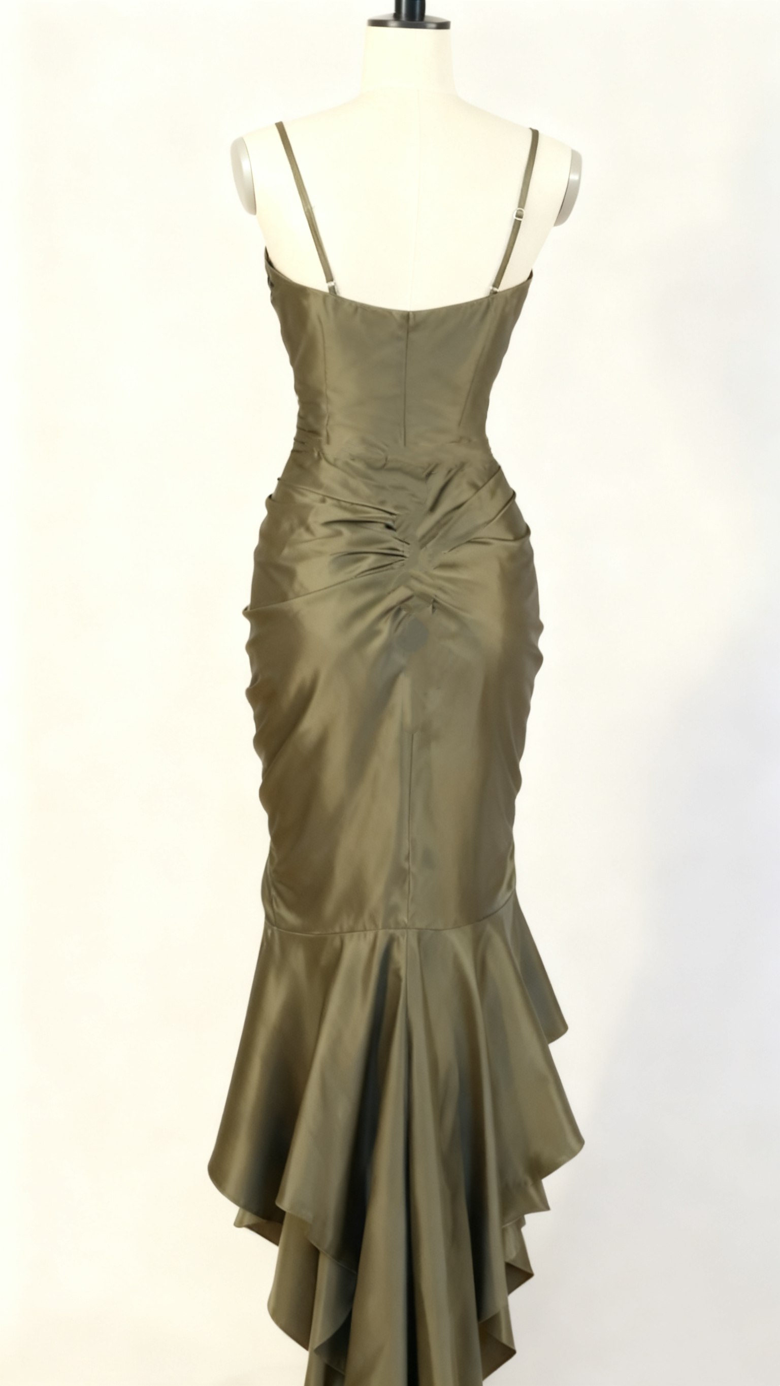 Spaghetti Straps Green Sheath Long Prom Dress