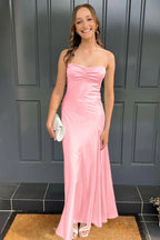 Spaghetti Straps Long Sheath Prom Dress With Split