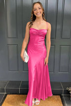 Spaghetti Straps Long Sheath Prom Dress With Split