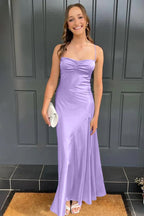 Spaghetti Straps Long Sheath Prom Dress With Split