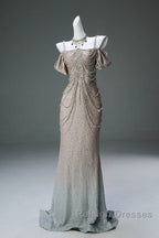 Spaghetti Straps Mermaid Beading Satin Prom Dresses Long Rhinestone Prom Dresses