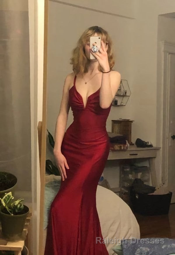 Spaghetti Straps Mermaid Long Prom Dress,Unique Formal Dresses Secondary image