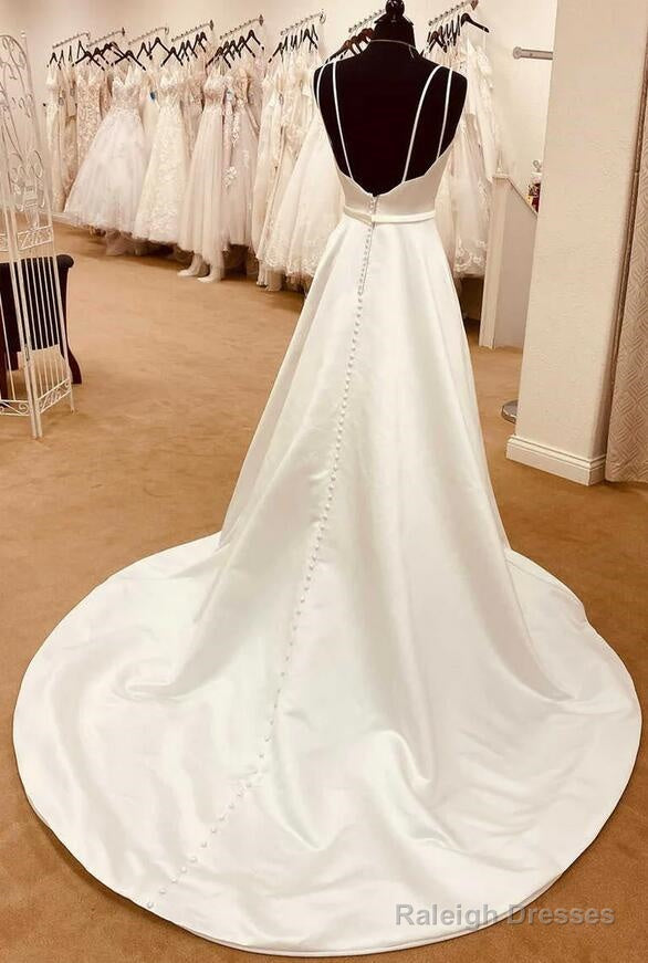 Spaghetti Straps Open Back A-Line Wedding Dress