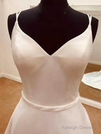 Spaghetti Straps Open Back A-Line Wedding Dresses