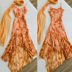 Spaghetti Straps Orange A-Line Dresses Prom Dresses