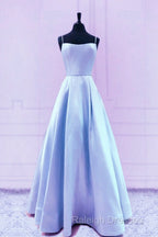 Spaghetti Straps Prom Dresses Satin Floor Length