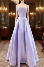 Spaghetti Straps Prom Dresses Satin Floor Length