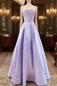 Spaghetti Straps Prom Dresses Satin Floor Length
