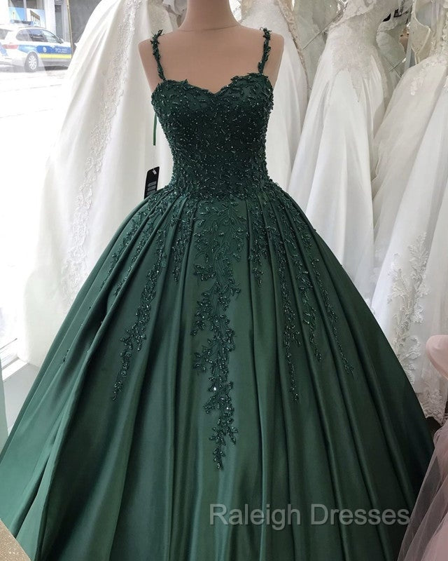 Spaghetti Straps Quinceanera Dresses Sweetheart Ball Gown Lace Beaded