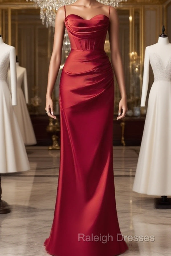 Spaghetti Straps Red Mermaid Prom Dresses Elegant Prom Dresses Main image