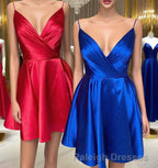 Spaghetti Straps Satin Homecoming Dresses,Mini Prom Dress