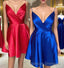 Spaghetti Straps Satin Homecoming Dresses,Mini Prom Dress