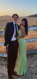Spaghetti Straps Sparkly Prom Dress Long Mermaid Prom Dresses