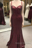Spaghetti Straps Sweetheart Mermaid Sequins Prom Dresses