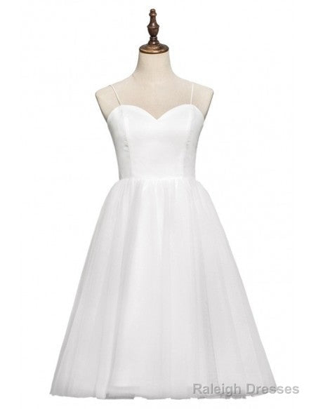 Spaghetti Straps Tea Length 80S Vintage Ballet Wedding Dresses Secondary image