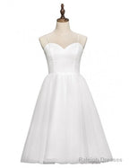 Spaghetti Straps Tea Length 80S Vintage Ballet Wedding Dresses