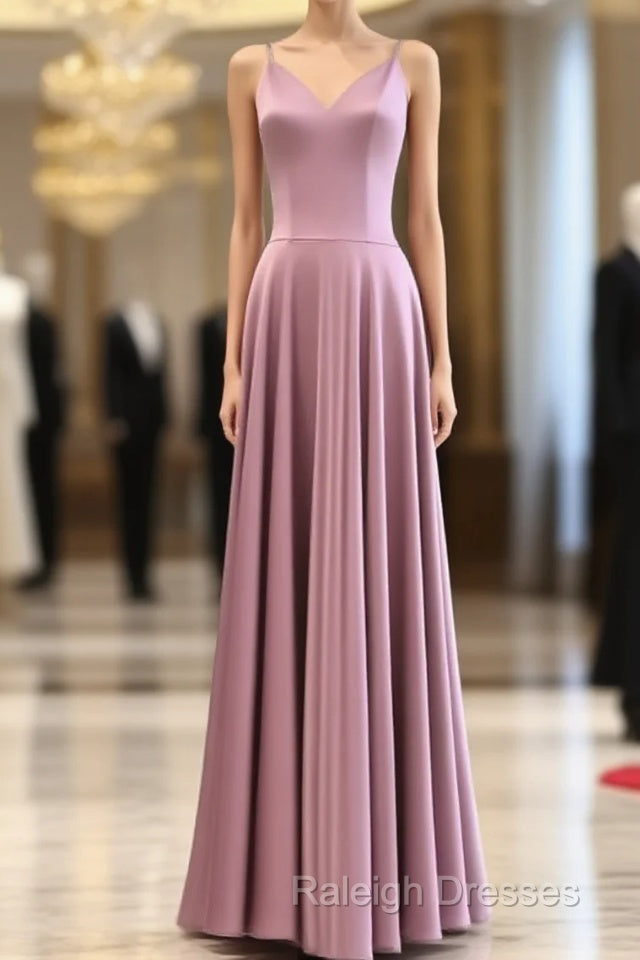 Spaghetti Straps V Neck Ankle Length Bridesmaid Dresses Main image