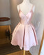 Spaghetti Straps V-Neck Homecoming Dresses Satin Cocktail Dress