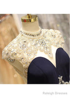 Spandex High Collar Black Sheer Back Mermaid Prom Dress