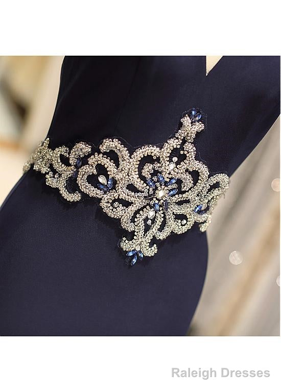 Spandex High Collar Black Sheer Back Mermaid Prom Dress