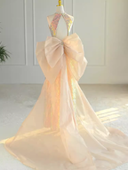 Sparkle A-Line Scoop Neckline Sequin Pink Long Prom Dresses