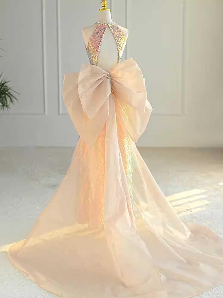 Sparkle A-Line Scoop Neckline Sequin Pink Long Prom Dresses