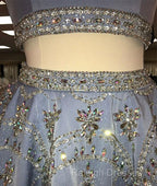 Sparkle Blue Two Pieces Beads Sequin Short Prom Homecoming Dress