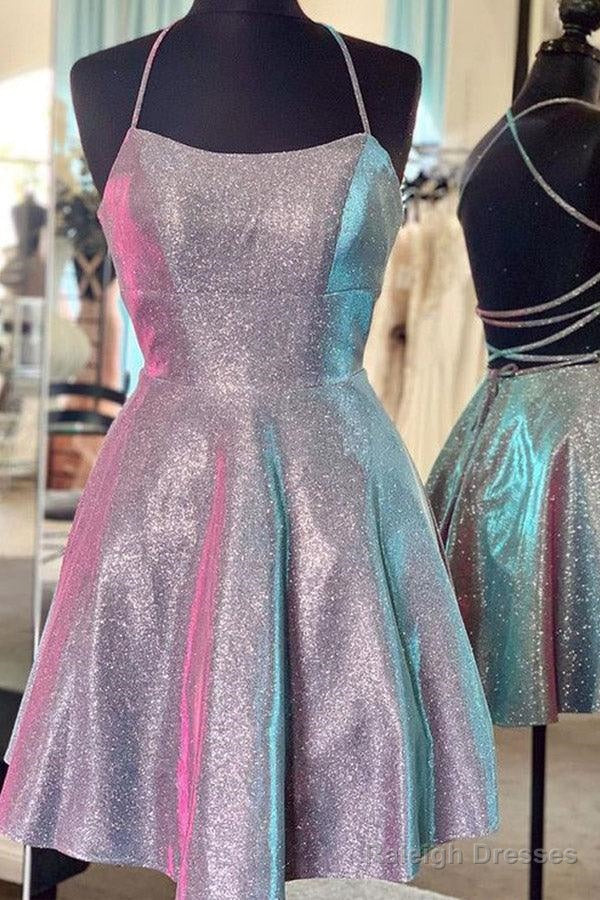 Sparkle Criss Cross Short Prom Dresses A-Line Homecoming Dresses