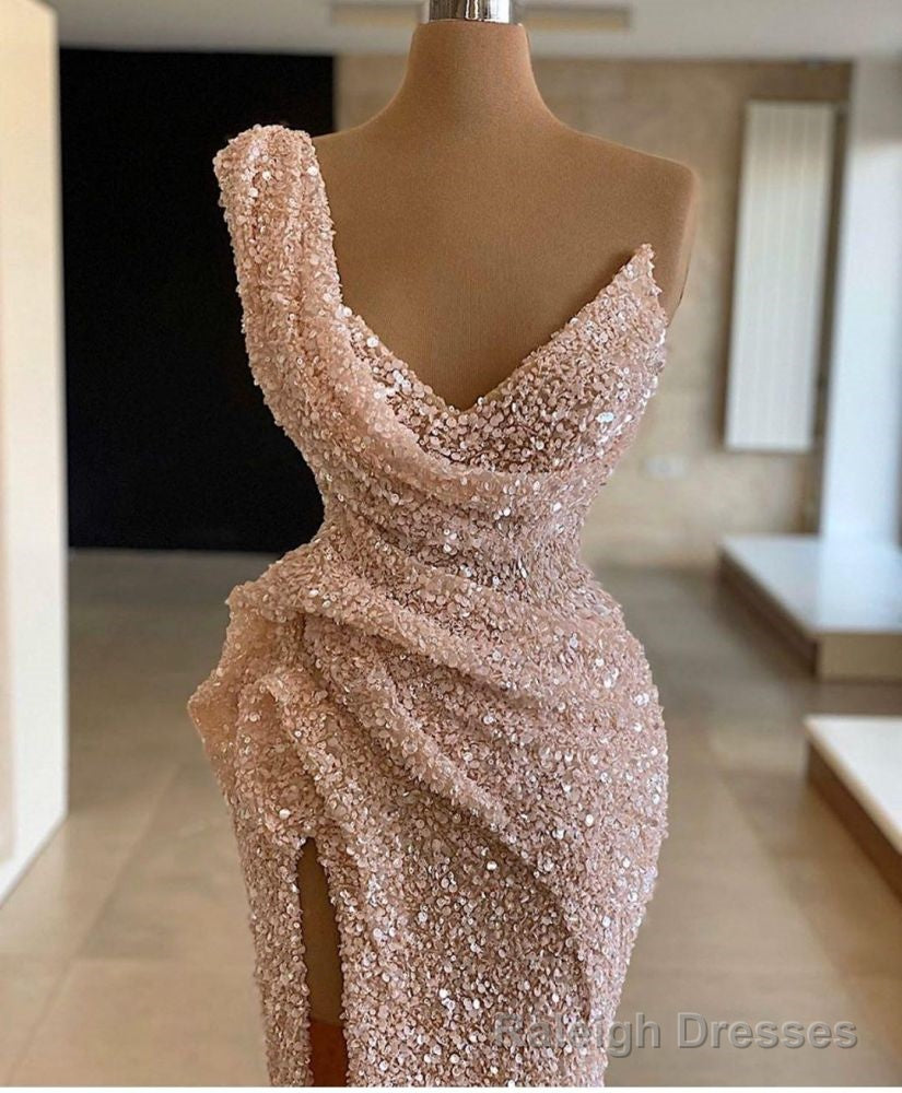 Sparkle One shoulder Sleeveless Sequined Mermaid Prom Prom Gown Secondary image