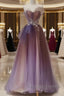 Sparkle Purple Beading Ruffles Tulle Prom Dress