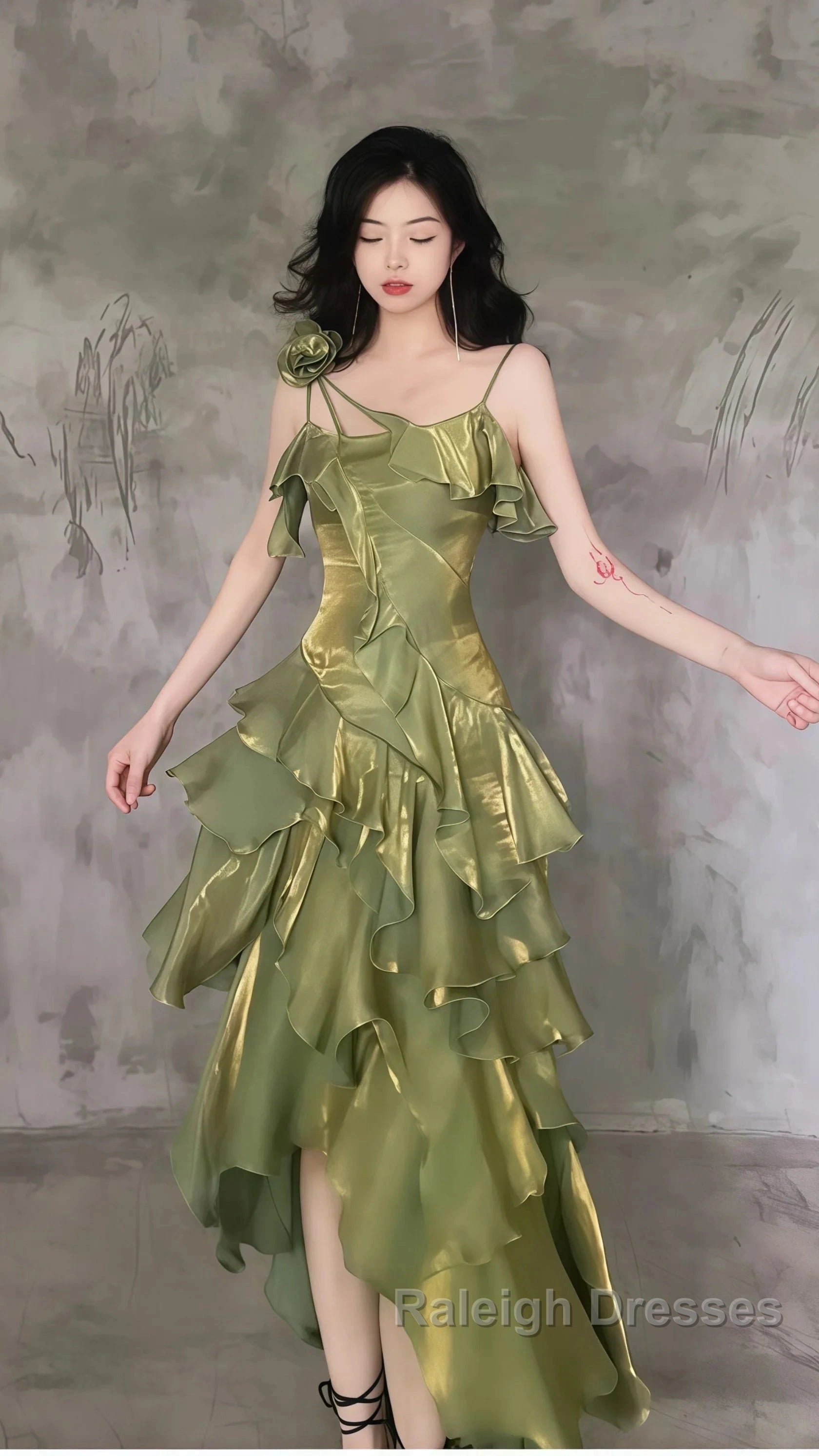 Sparkle Ruffle Prom Dresses Causal Birthday Dresses Dance Party Dress