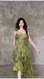 Sparkle Ruffle Prom Dresses Causal Birthday Dresses Dance Party Dress